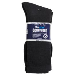 60 Bulk Socks 3pk Size 6-8 Black Diabetic Crew Comfy Feet Peggable