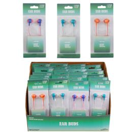 36 Bulk Earbuds 3ast 2-Tone Colors In 36pc Pdq/blistercard 3.5mm Jack/48in Cord