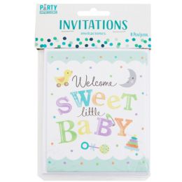 144 Bulk Invitation Cards Welcome Little Baby 8ct