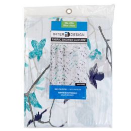 10 Bulk Shower Curtain Twiggy Floral Teal/navy 72x72