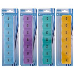 48 Bulk Pill Organizer Large Weekly 9x2x1 4 Colors Plastic Hba Blistercard