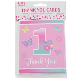 144 Bulk Thank You Cards Butterfly Garden 1st Birthday 8ct