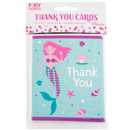144 Bulk Thank You Birthday Cards Mermaid 8ct