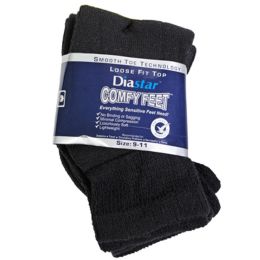 40 Bulk Socks 3pk Size 6-8 Black Qtr Length Diabetic Crew Comfy Feet Peggable