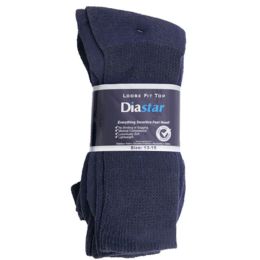 60 Bulk Socks 3pk Size 13-15 Blue Diabetic Crew Comfy Feet