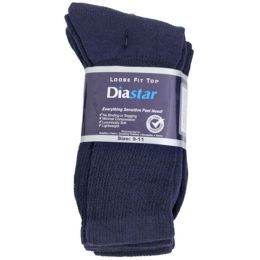 60 Bulk Socks 3pk Size 9-11 Blue Diabetic Crew Comfy Feet Peggable