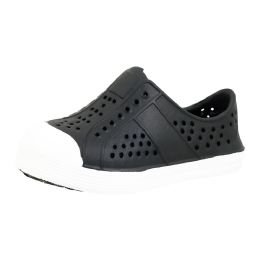 12 Bulk Boys Toddler Perforated Slip On Clog Black 