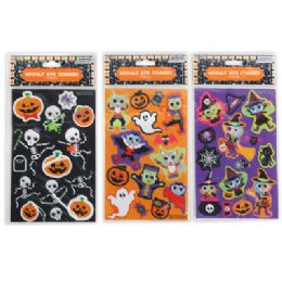48 Bulk Halloween Stickers W/googly Eyes 14pc 3ast 24pc Mdsg Strip Pb/insert Hdr