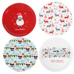 48 Bulk Serving Tray Christmas 13 Inch Round 4 Assorted Designs 169g