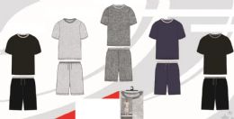 48 Bulk Mens Knitted Solid Jersey Top And Shorts Pajama Set Sizes S-Xl Assorted Colors