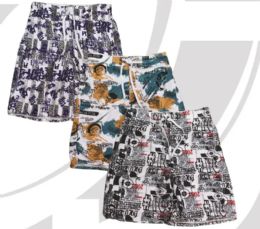 48 Bulk Men's Printed Swim Shorts With Full Mesh Lining Sizes S-xl