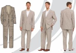 12 Bulk Men's 2 Button Suit Set -Tan With Stripes