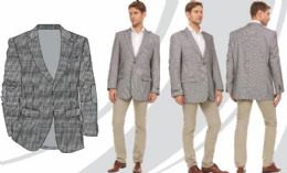 12 Bulk Men's Suit Blazer - Grey Sharkskin Only