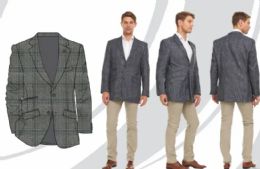 12 Bulk Men's Suit Blazer - Blue Plaid Only