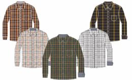 60 Bulk Men's Long Sleeve Yarn Dyed Cotton Work Shirt Assorted Plaid Patterns