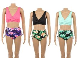 48 Bulk Womens Two Piece Set Swimming Suit In Assorted Colors
