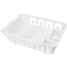 12 Bulk Dish Rack All In One Self Draining White Plastic 13.5x5x17.5