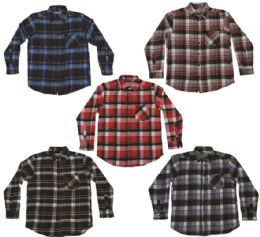 48 Bulk Men's Yarn Dyed Long Sleeve Button Down Flannel Plaid Shirts Sizes M-2xl
