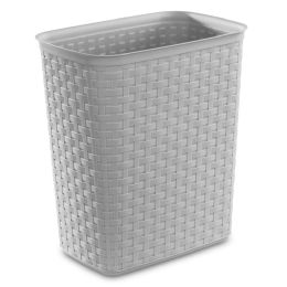 6 Bulk Sterilite Weave 5.8 Gal. Plastic Home/office Wastebasket Trash Can, Grey