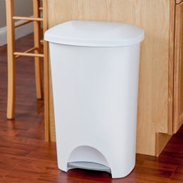4 Bulk Sterilite 11 Gallon Stepon Wastebasket, White