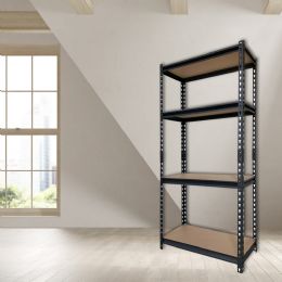 Bulk Home Basics Quick Assembly 4 Tier Heavy Duty Shelf, (25" X 59"), Black