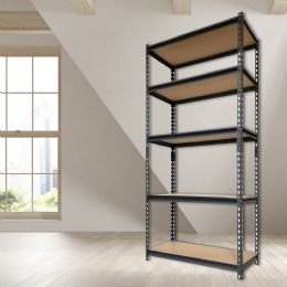 Bulk Home Basics Quick Assembly 5 Tier Heavy Duty Shelf, (35" X 72"), Black