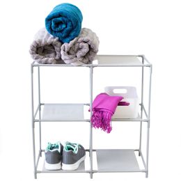 12 Bulk Home Basics Multi Purpose Free Standing 4 Cubed Organizing Storage Shelf, Grey