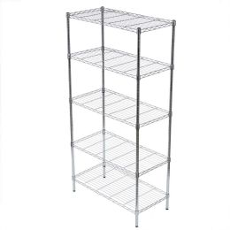 Bulk Home Basics 5 Tier Steel Wire Shelf Rack, Chrome