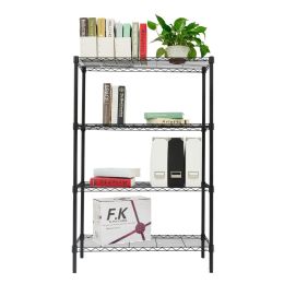 Bulk Home Basics 4 Tier Steel Wire Shelf Rack, Black
