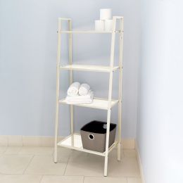 Bulk Home Basics Medium 4 Tier Metal Rack, (24'' X 14'' X 58''), Off - White