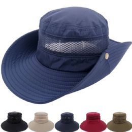 12 Bulk Men's Wide Brim Hiking Sun Hat - Lightweight and Breathable Hat