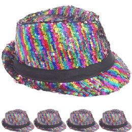12 Bulk Sparkling Irish Sequin Trilby Fedora Party Hat