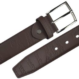12 Bulk Mens Leather Belt Unique Patterned Dark Brown Mixed Sizes