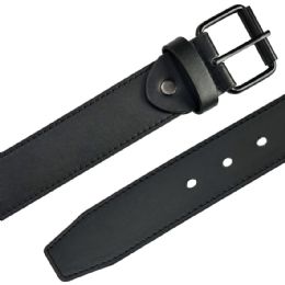 12 Bulk Belt for Men Plain Mat Black Leather Mixed sizes