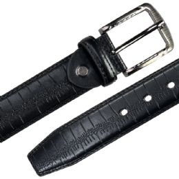 12 Bulk Belt for Men Snake Patterned Black Leather Mixed sizes