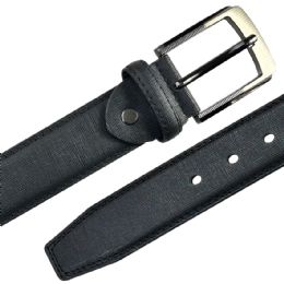 12 Bulk Dress Belt for Men Unique Patterned Black Leather Mixed sizes