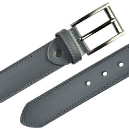 12 Bulk Mens Leather Belts Stitched edges Solid Grey Mixed sizes