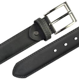 12 Bulk Men's Leather Belts Stitched edges Noir Black Mixed sizes