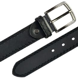 12 Bulk Belt for Men Parallel Double Stitched Mat Black Leather Mixed sizes