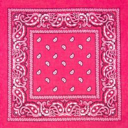 12 Bulk Pink Paisley Print Polyester Bandanas