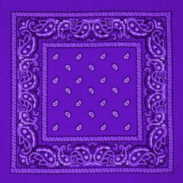 12 Bulk Purple Paisley Print Polyester Bandanas