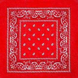 12 Bulk Red Paisley Print Polyester Bandanas