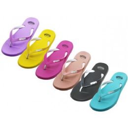36 Bulk Women's "wave" Super Soft Rubber Thong Sandals