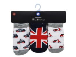 18 Bulk Ben Sherman 6 Pack Baby British Themed Socks For Ages 12-24