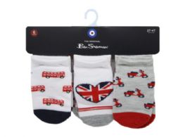 18 Bulk Ben Sherman 6 Pack Baby British Themed Socks For Ages 2-4 Years