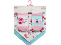 24 Bulk Marilyn Monroe Baby 4 Piece Sock And Bandana Bib Set In Floral