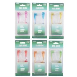36 Bulk Earbuds 3.5mm Jack 48in Cord Transparent 6ast Colors 48in Cord/3.5mm Jack Blistercard