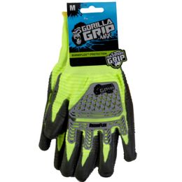 72 Bulk Gloves Max Impact Rhino Flex High Vis Yellow Medium Gorilla Grip