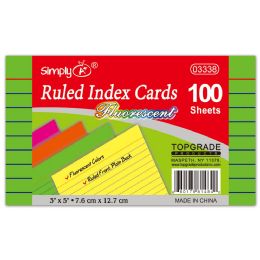36 Bulk Neon Ruled Index Cards