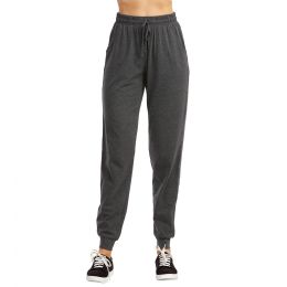 12 Bulk Ladies Single Jersey Cotton Jogger Pants With Pockets In Charcoal Gray Size Xlarge